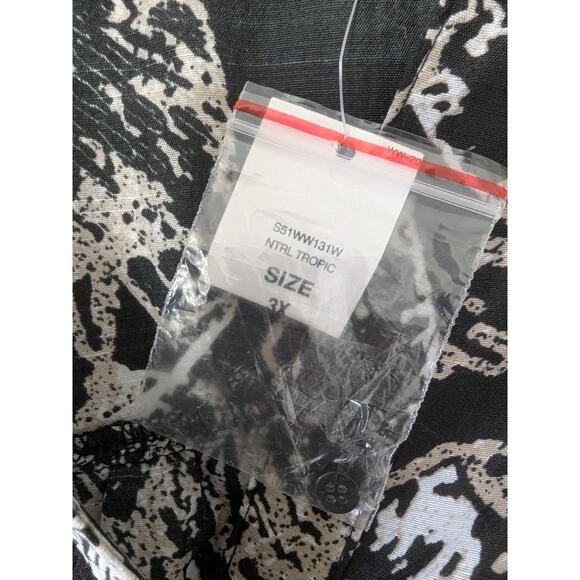 Westbound Woman Button Up Tie Front Tropical Black White Top Size 3X Boho New - Picture 6 of 9